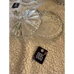 Vintage Anchor Hocking Old Cafe Clear Glass Candy Dish with Lid 1936-1940